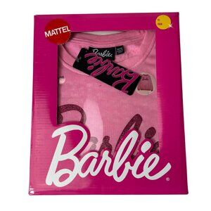 Barbie Pink Glitter Logo Sweatshirt – Girls – Size 10/12